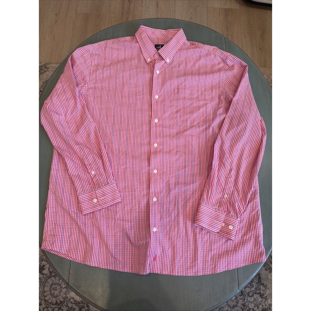 Johnnie-O Prep-Formance Button Down Shirt XXL Pink Blue Gingham Plaid JMWL4160